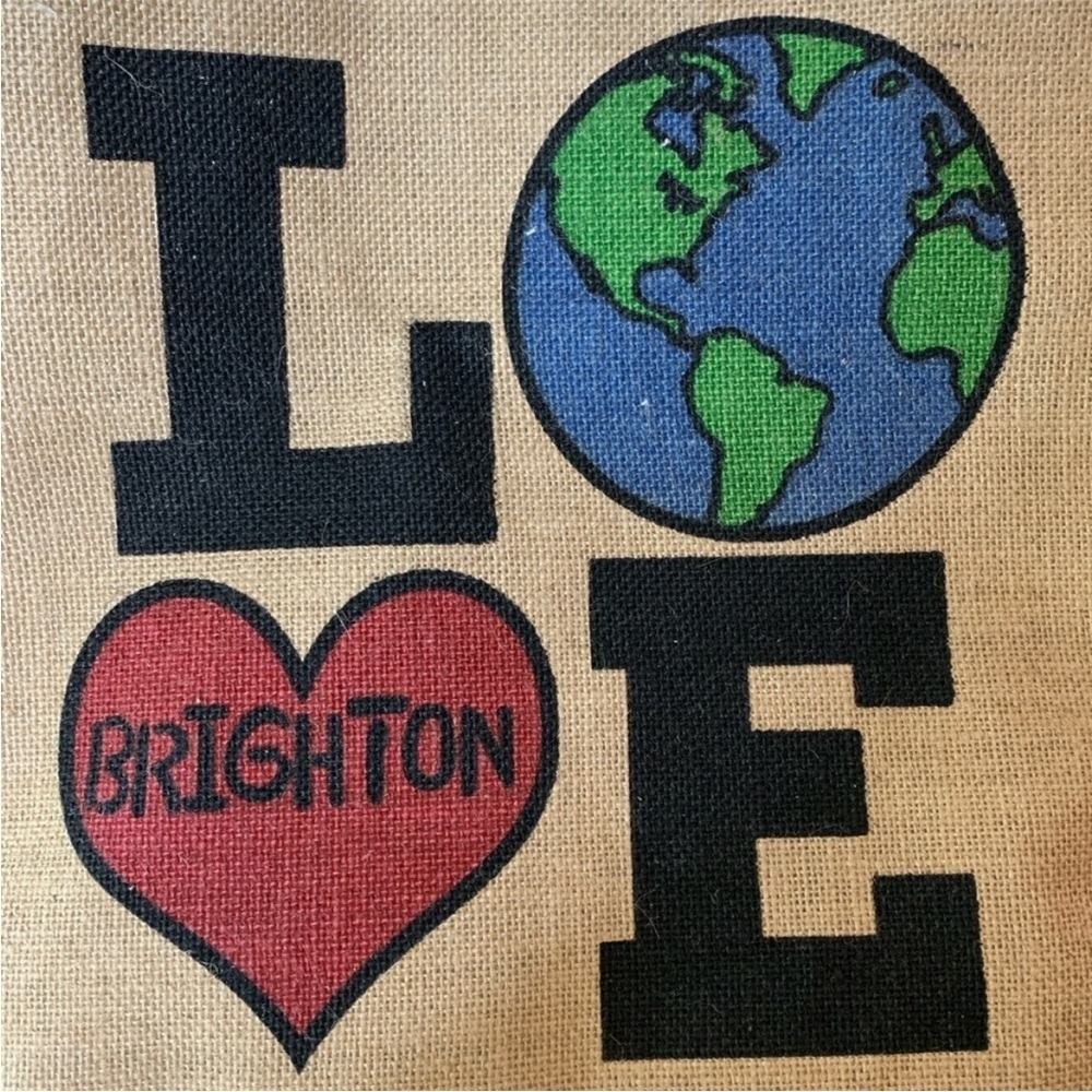 BRIGHTON LOVE The Earth Day Natural Jute Shopper Tote Bag - Picture 4 of 8